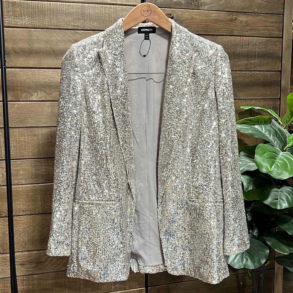 Champagne Sequin Boyfriend Blazer